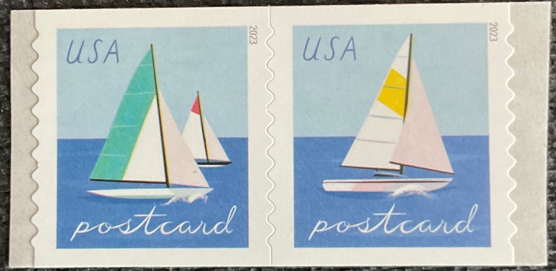 US #5749-5750 MNH Coil Pair (Out of Order) Sailboats (.48) SCV $2.20