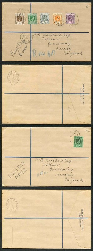 Leeward Islands 1938 Part Set of 7 values used on 2x FDC in Antigua