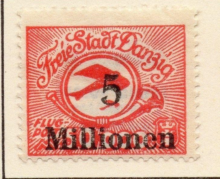 Germany Danzig 1923 Air Issue Fine Mint Hinged 5M. Surcharged 117382