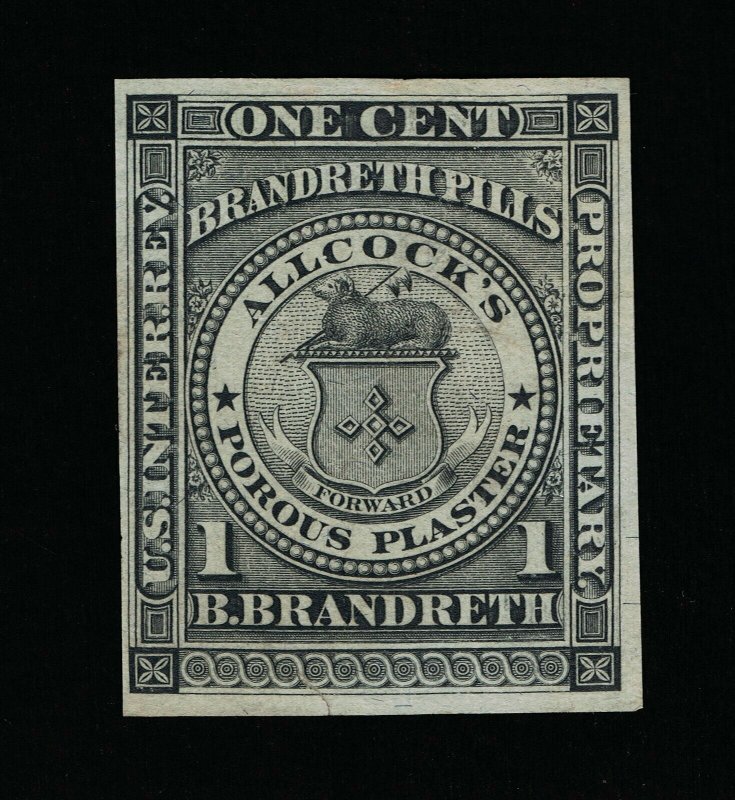 GENUINE SCOTT RS34b PRIVATE DIE BRANDRETH ALLCOCKS MEDICINE ON SILK PAPER #14248