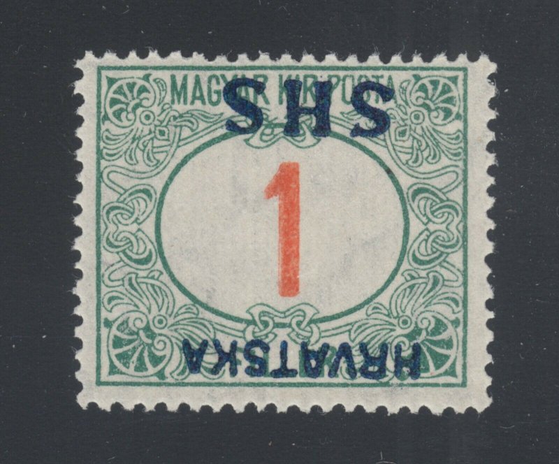 Yugoslavia Sc 2LJ2a MNH. 1918 1f green & red Postage Due, inverted ovpt, F-VF