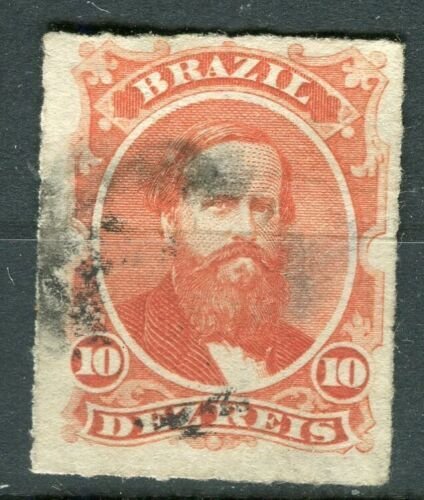 BRAZIL; 1860s-70s early classic Dom Pedro issue fine used 10r. value 