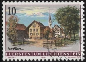 Liechtenstein 1068 (used) 10rp painting of view of Eschen (1996)