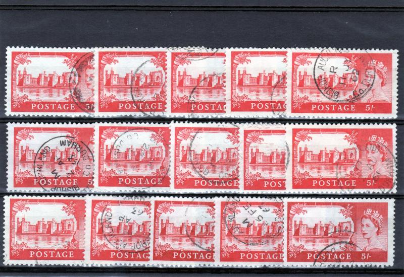 Great Britain 1955 Caernarfon Castle 5/ (1) Lot of 15 USED