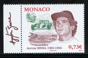 Monaco 2568 MNH,  Ayrton Senna -Race Car Driver Issue from 2009.