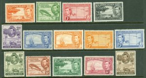 SG 115-126a Cayman Islands 1938-48 set of 14. Fine lightly mounted mint CAT £110