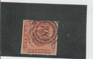 Denmark  Scott#  4a  Used  (1854 Royal Emblems)