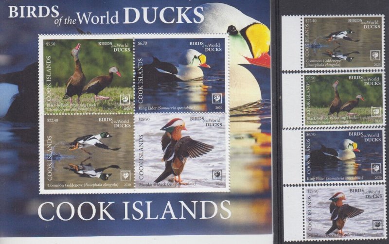 Cook Is. MNH Sc 1675-79 Mi 2315-18 BK 280 Value 190 Euro Ducks