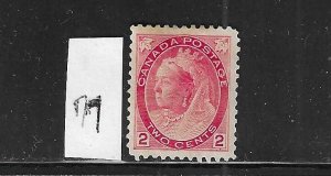 CANADA SCOTT #77 1898-1902 NUMERALS SET 2C (CARMINE) TYPE I - MINT HINGED