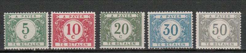 Belgium - 1919 Postage Due stamp set Sc# J17/J21 - MH  (7743)