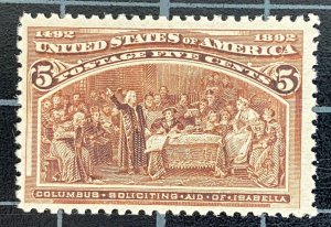 US Stamps-SC# 234 - 5 Cent - MNH  - Premium Item - SCV = $150.00