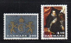 Denmark Sc 847-8 1988 400th Anniversay Christian IV stamp set mint NH