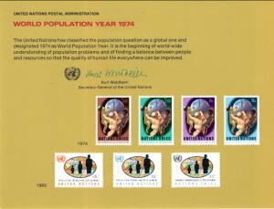 UN SC6 World Population Year Souvenir Card Mint