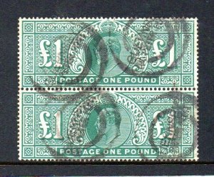 GB KEVII SG320 £1 Deep Green Vertical Pair Fine Used Cat £1,500