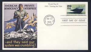 USA POSTAL HISTORY - 1993 - WWII 1943 Turning The Tide - FDC cover