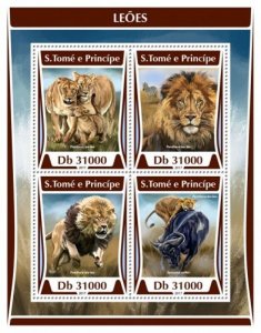 St Thomas - 2017 Lions on Stamps - 4 Stamp Sheet - ST17318a