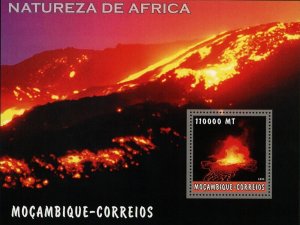 Mozambique African Nature Volcano Lava Fire Souvenir Sheet Mint NH