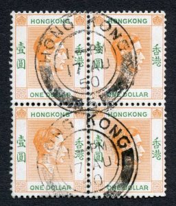 Hong Kong SG156ba 1 dollar red-orange and green (C) SHORT R Cat 96 pounds