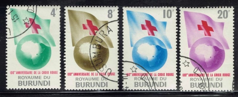 Burundi ~ #53-56 ~ Red Cross 100th ~ Used CTO Set