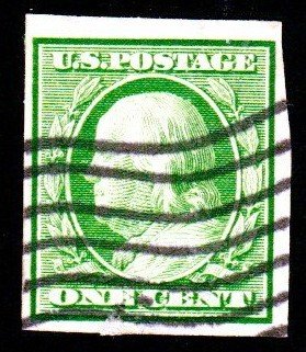 SC# 383 - (1c) - Franklin imperf, green - Used Single
