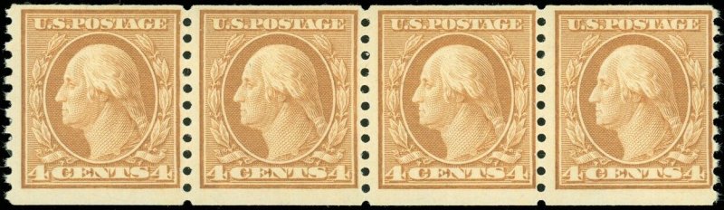 US SCOTT #495 Strip/4, Mint-NH, Nice Item! Right Stamp Light Crease SCV $100 (SK