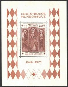 MONACO Sc. 864 Red Cross Religion 1973 MNH Souvenir Sheet CV $10.00  