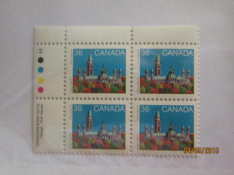 Canada #926B mnh UL plate block Parliament Buildings