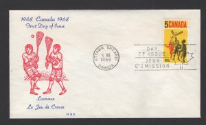 Canada #483 (1968 Lacrosse issue)  H&E cachet FDC unaddressed