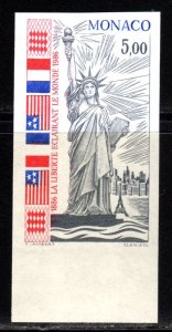 Monaco 1986 Sc# 1543 STATUE OF LIBERTY CENTENARY FLAGS  IMPERFORATED MNH