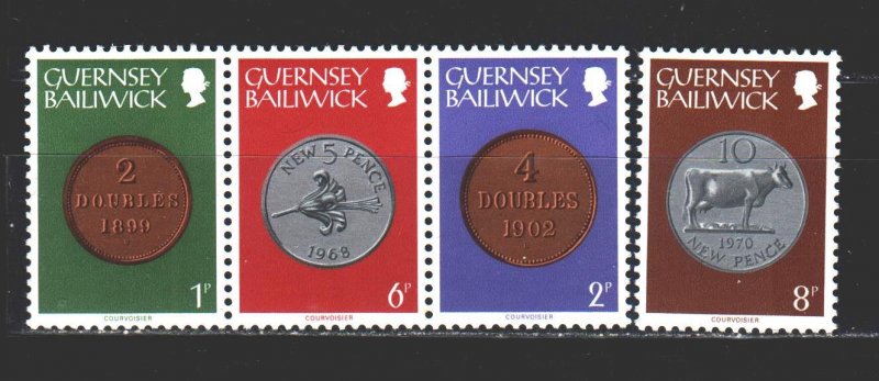 Guernsey. 1979. 174-80 from the series. Coins on stamps. MNH.