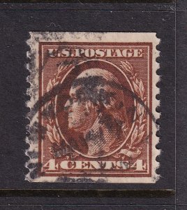 1914 Sc 446 4c brown used coil single perf 10 vertical CV $150 (XJ