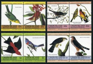 St Vincent Union 186-189 ab pairs,MNH.Michel 78-85. Audubon's birds 1985.Sparrow