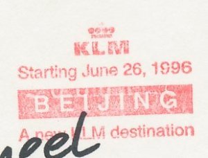 Meter card Netherlands 1996 KLM - Royal Dutch Airlines - Beijing a new KLM desti