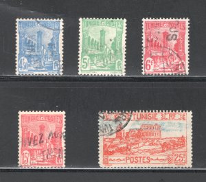 Tunisia  #201, 203-206    VF, Used, Partial Set, CV $2.60 ....  6560165