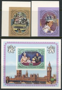 CONGO PR Sc#468-469, C244 1978 QEII Coronation IMPERF Set & S/S OG Mint NH