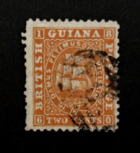 British Guiana: 1860, 2c deep orange, perforation 12,  Good used