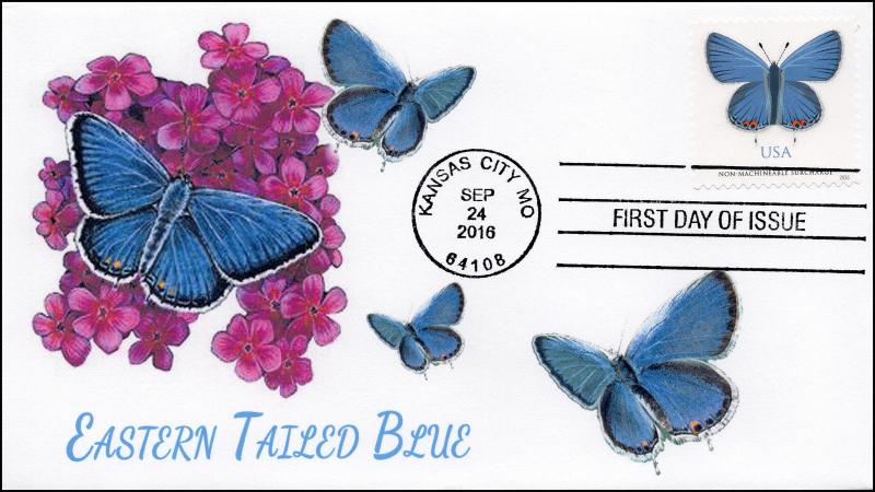 SC 5136, 2016, Eastern Tailed Blue, Butterfly, BW Cancel, FDC, 16-305