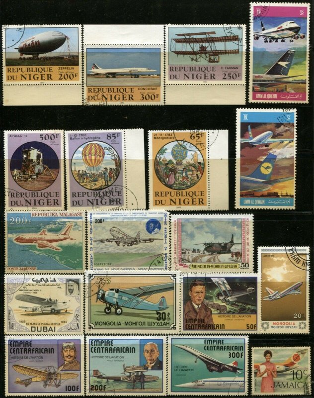 Worldwide Airmail Postage Stamp Collection Planes Aero Post Mint Used