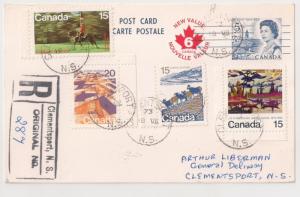 CANADA: Significant REGISTERED Postal Card w#595 614 etc Colorful Nova Scotia !