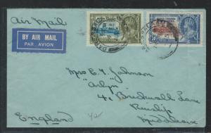 KENYA,UGANDA,TANGANYIKA (P2809B) 1935 SILVER JUBILEE 20C+30C A/M TO ENGLAND