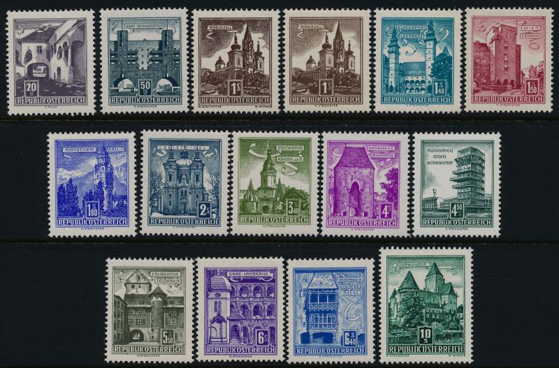 Austria 618A-9,21-30 MNH Architecture, Castles, Church