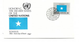 United Nations #411 20c Flag Series 1983, Somalia, Artmaster, FDC