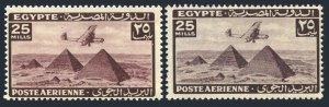Egypt C36 two color,MNH.Michel 263. Air Post 1941.Airplane over Giza Pyramids.