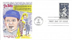 #2046, 20c Babe Ruth, 3 diff. cachets