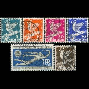 SWITZERLAND 1932 - Scott# 210-5 Disarmament Set of 6 Used