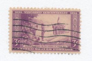 USA 1934  Scott 739 used - 3c, Wisconsin Tercentenary