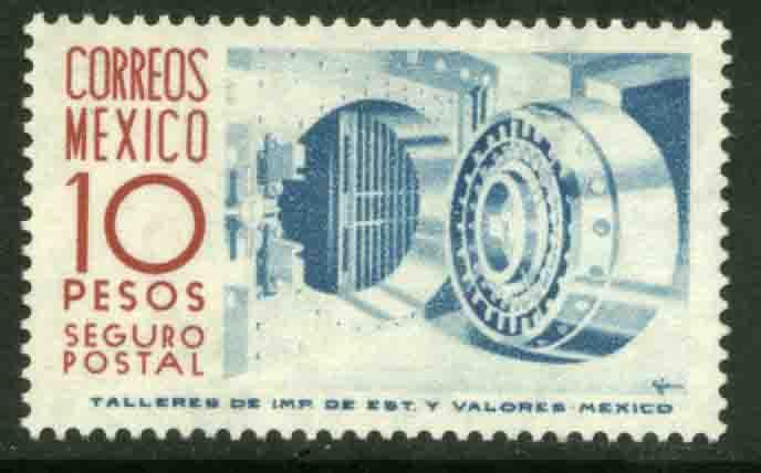 MEXICO G19 $10Pesos 1950 Definitive 2nd Printing wmk 300 MNH