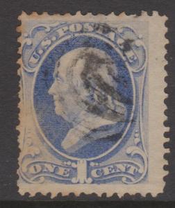 USA 1870 Sc#145 1c Ultra Franklin Good Used