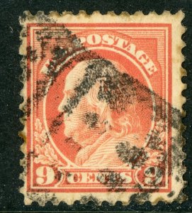 USA 1917 Franklin 9¢ Perf 11 Unwmk Flat Pl Scott 509 VFU U437