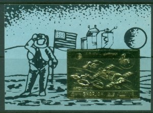 Sharjah 1972 Mi#MS134 Space Achievement, Apollo 17 Gold Foil embossed MS MLH